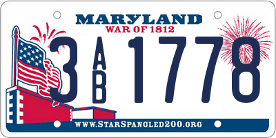 MD license plate 3AB1778