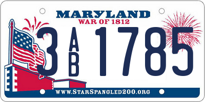 MD license plate 3AB1785