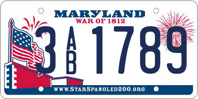 MD license plate 3AB1789