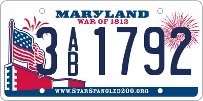 MD license plate 3AB1792