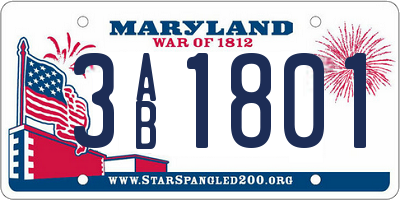MD license plate 3AB1801