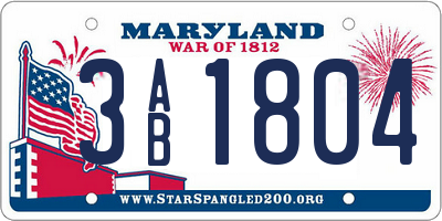 MD license plate 3AB1804
