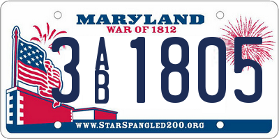 MD license plate 3AB1805
