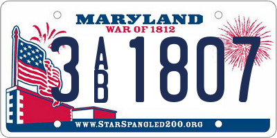 MD license plate 3AB1807
