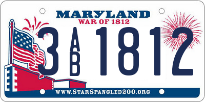 MD license plate 3AB1812