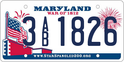 MD license plate 3AB1826