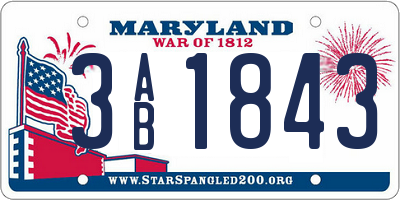 MD license plate 3AB1843
