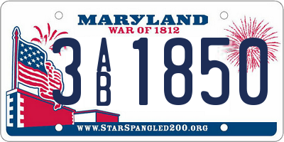 MD license plate 3AB1850