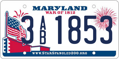 MD license plate 3AB1853