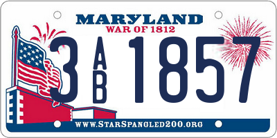 MD license plate 3AB1857