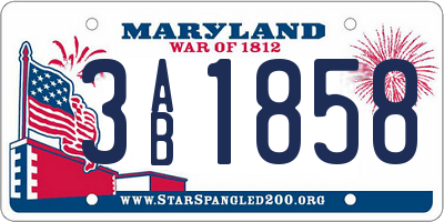 MD license plate 3AB1858