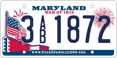 MD license plate 3AB1872