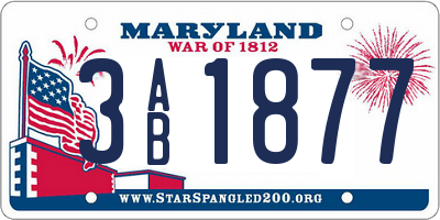 MD license plate 3AB1877