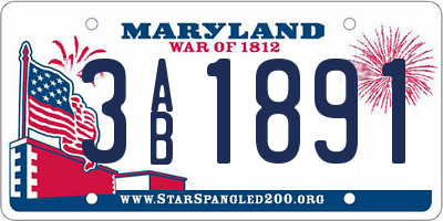 MD license plate 3AB1891