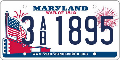 MD license plate 3AB1895