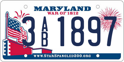 MD license plate 3AB1897