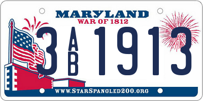 MD license plate 3AB1913