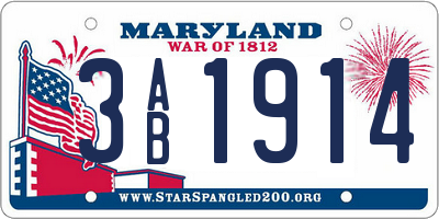 MD license plate 3AB1914