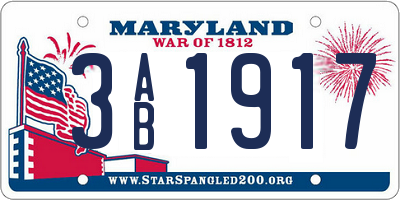 MD license plate 3AB1917