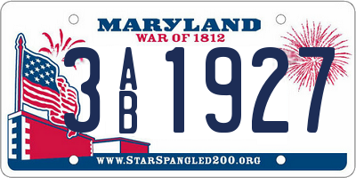 MD license plate 3AB1927