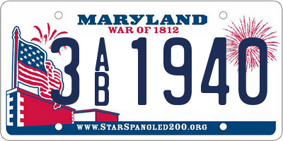 MD license plate 3AB1940