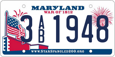 MD license plate 3AB1948