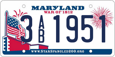 MD license plate 3AB1951