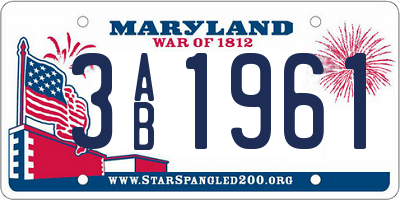 MD license plate 3AB1961