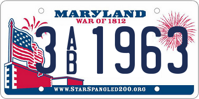 MD license plate 3AB1963