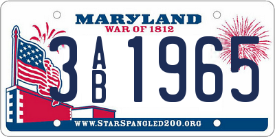 MD license plate 3AB1965