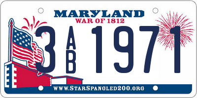 MD license plate 3AB1971