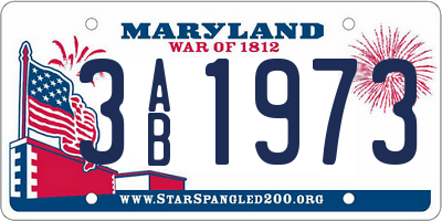 MD license plate 3AB1973