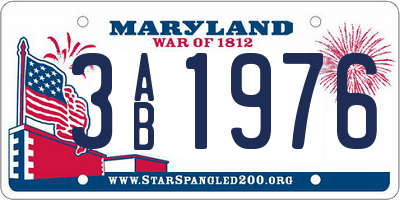 MD license plate 3AB1976