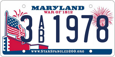 MD license plate 3AB1978