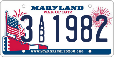 MD license plate 3AB1982