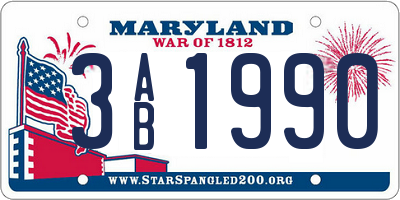 MD license plate 3AB1990