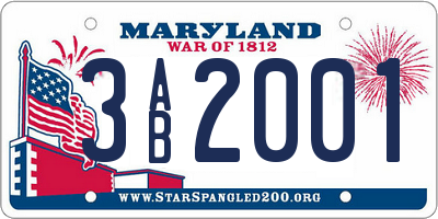 MD license plate 3AB2001