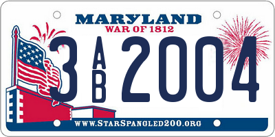 MD license plate 3AB2004