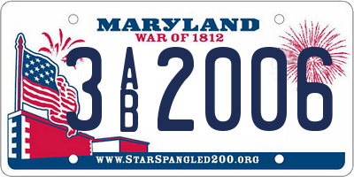 MD license plate 3AB2006