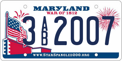 MD license plate 3AB2007