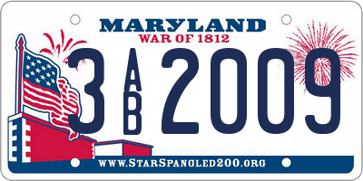 MD license plate 3AB2009