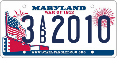 MD license plate 3AB2010