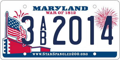 MD license plate 3AB2014