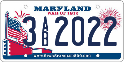 MD license plate 3AB2022