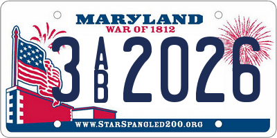 MD license plate 3AB2026