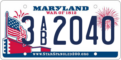 MD license plate 3AB2040