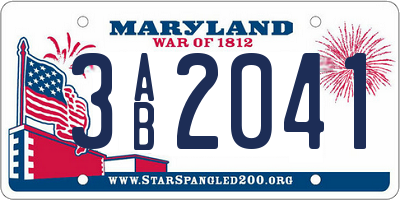 MD license plate 3AB2041