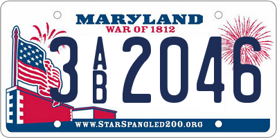 MD license plate 3AB2046