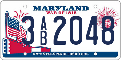MD license plate 3AB2048