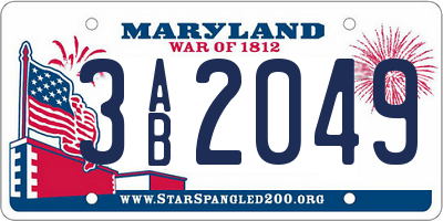 MD license plate 3AB2049